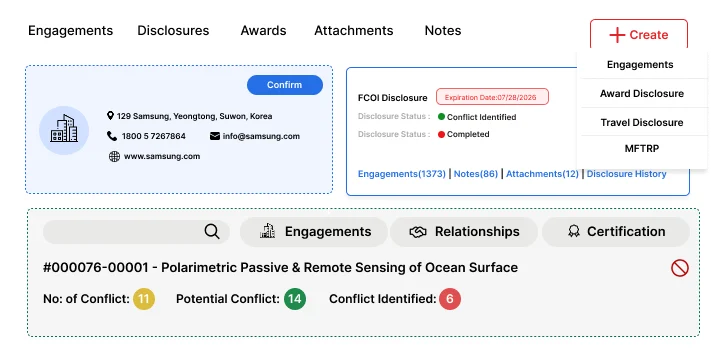 coi module under research management software